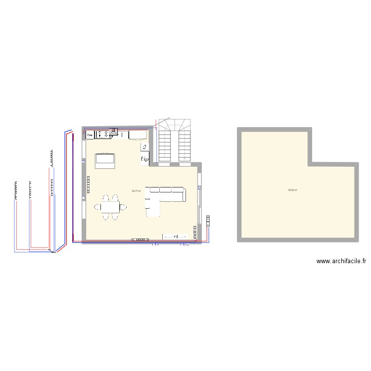 montagny. Plan de 2 pièces et 101 m2