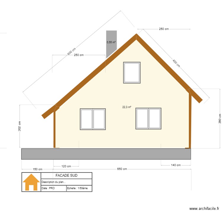 façade  SUD V4. Plan de 0 pièce et 0 m2