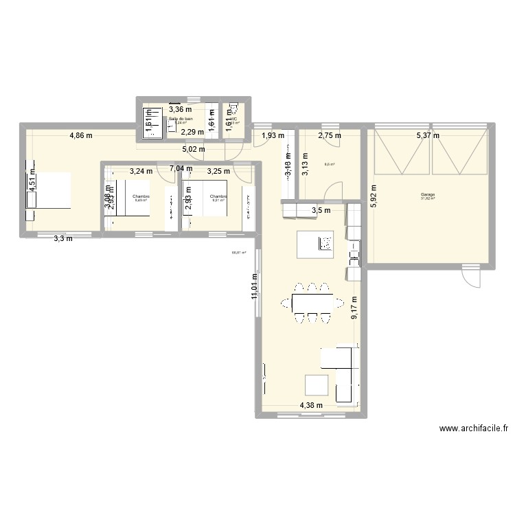 St Tho. Plan de 7 pièces et 133 m2