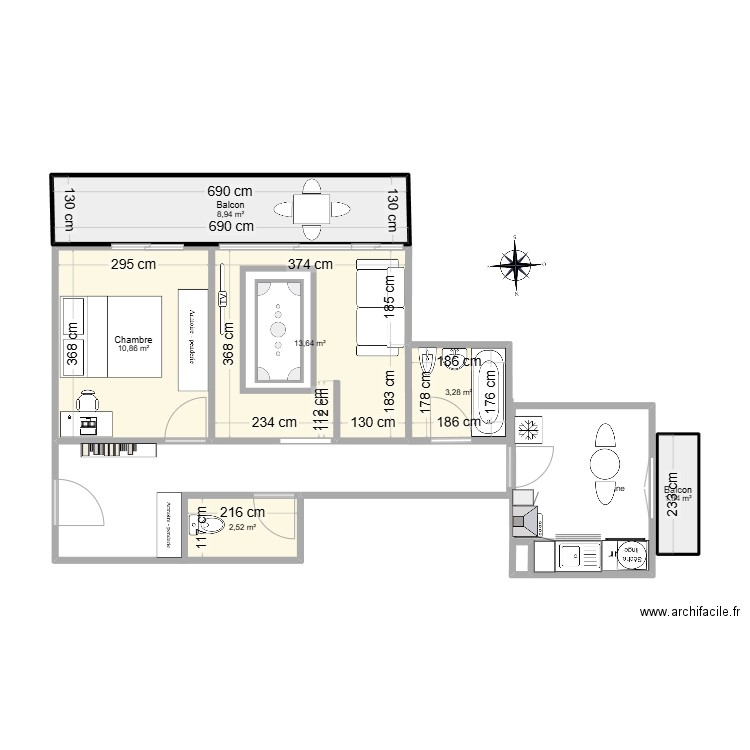 Pornichet 1. Plan de 6 pièces et 41 m2