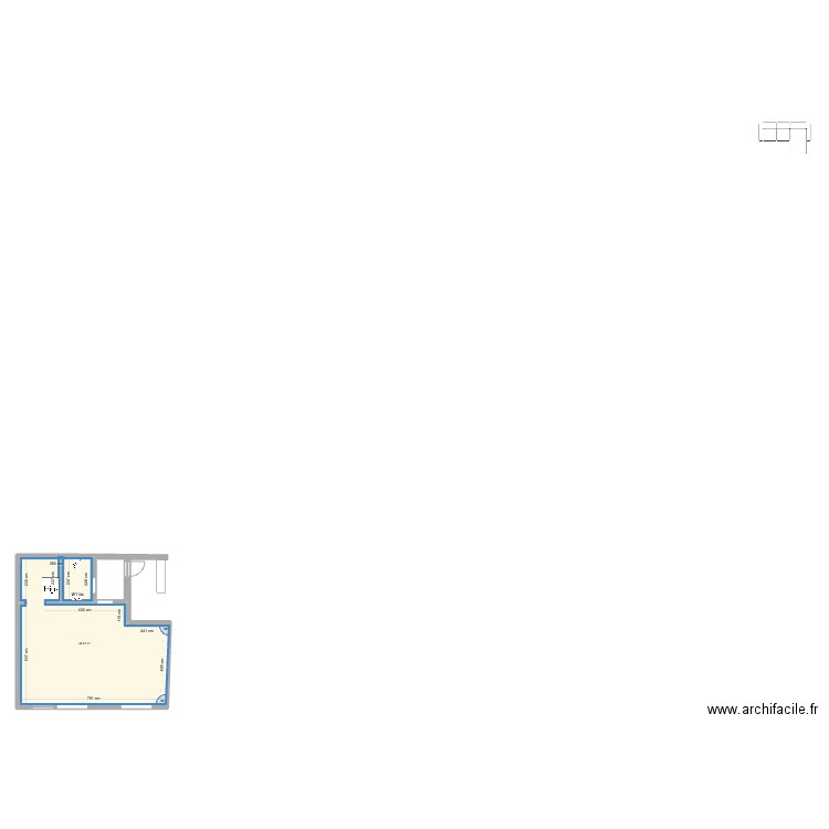 Changement cuisine maison. Plan de 1 pièce et 49 m2