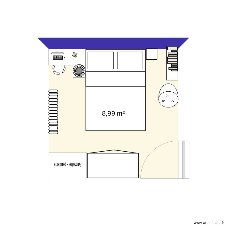 chambre lolo. Plan de 1 pièce et 9 m2