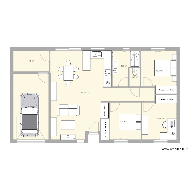 Maison 1. Plan de 8 pièces et 101 m2