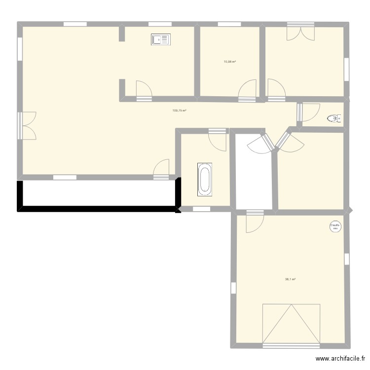 Maison secondaire. Plan de 3 pièces et 157 m2