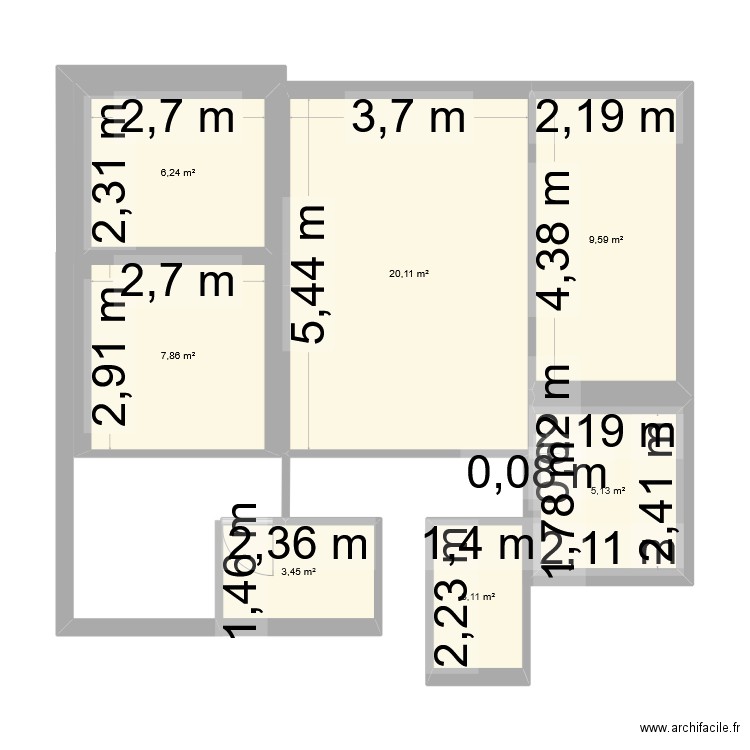 Av de Paris 1. Plan de 7 pièces et 56 m2