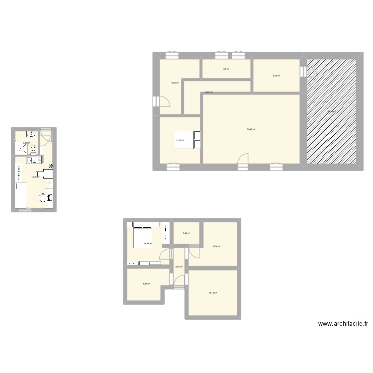 Maison. Plan de 15 pièces et 176 m2