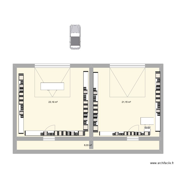 proyecto sayer. Plan de 3 pièces et 50 m2