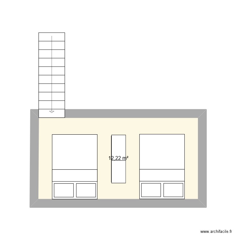 Mezanine 1. Plan de 1 pièce et 12 m2