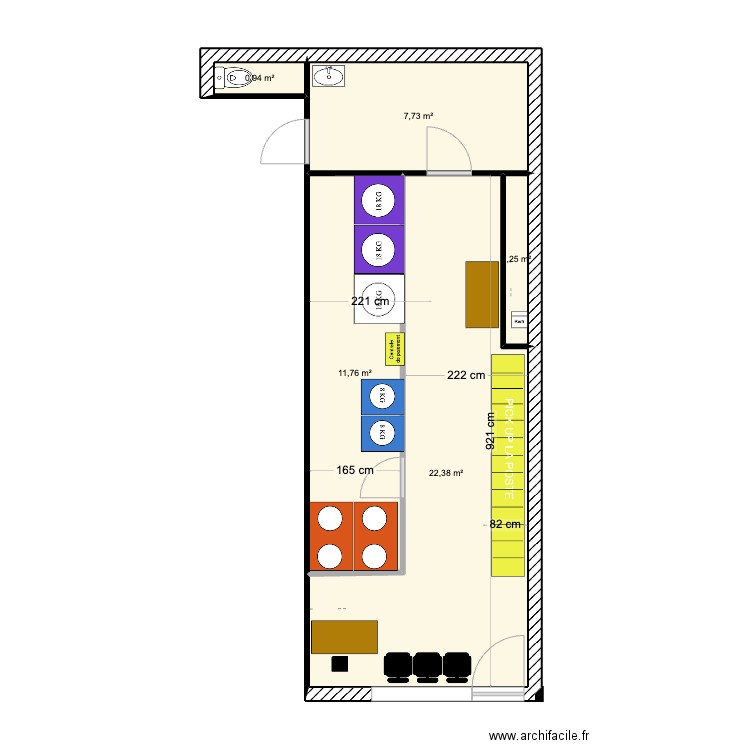 LAVERIE ANDERNOS MAIRIE. Plan de 5 pièces et 44 m2