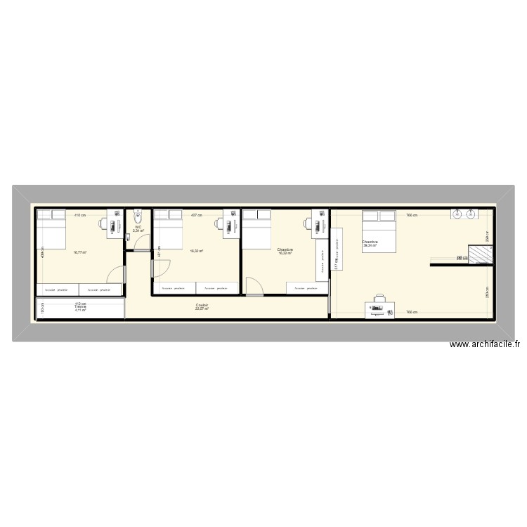 ETAGE 1. Plan de 7 pièces et 220 m2