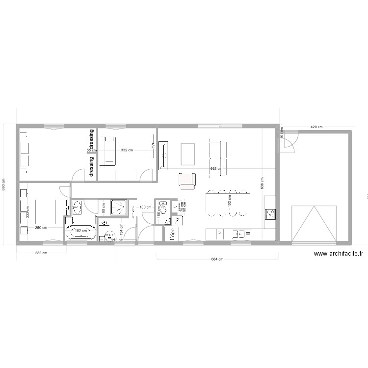 Lise plan 4. Plan de 3 pièces et 48 m2