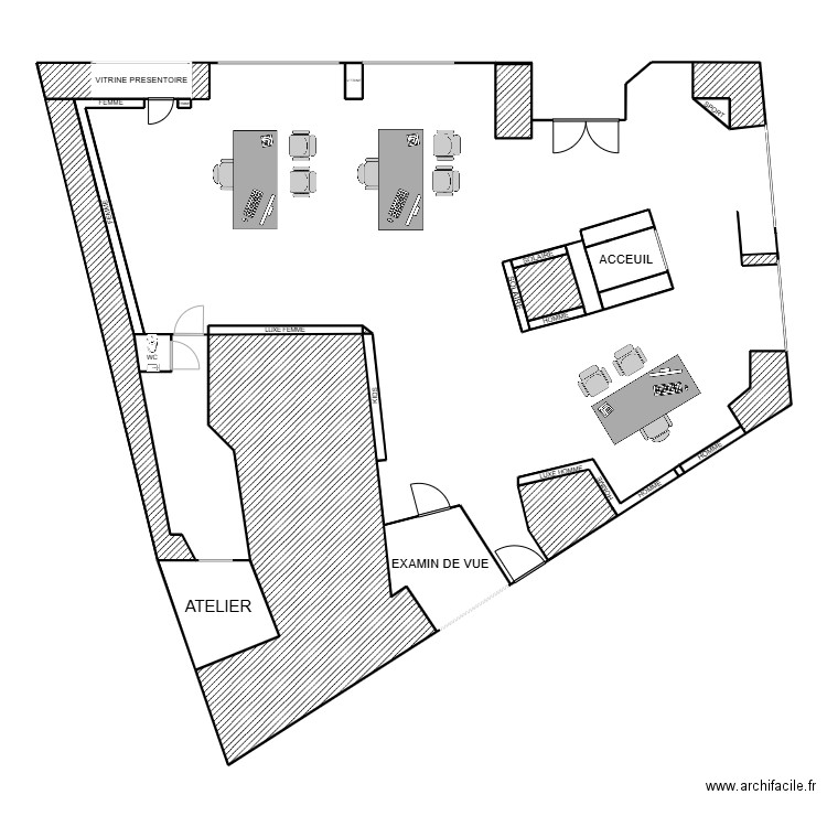 GRAND OPTICAL. Plan de 25 pièces et 97 m2