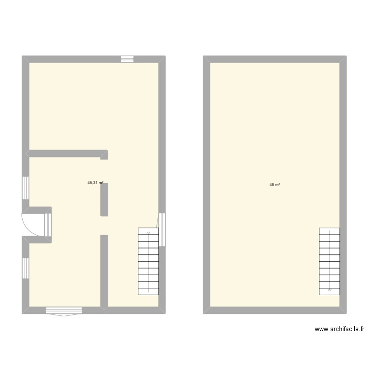 Pailhès. Plan de 2 pièces et 93 m2