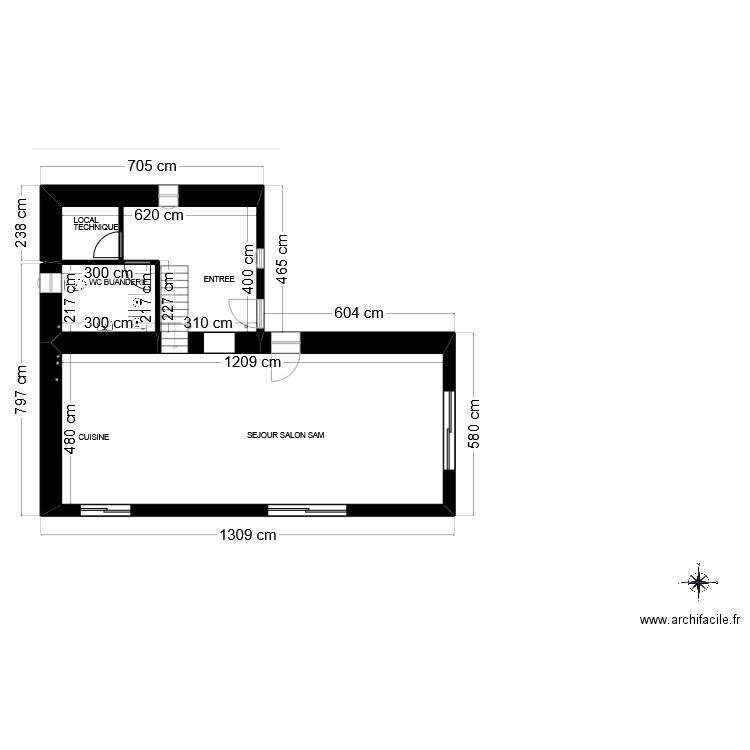 BERGERIE PLAN RDC ELEC 1. Plan de 3 pièces et 82 m2