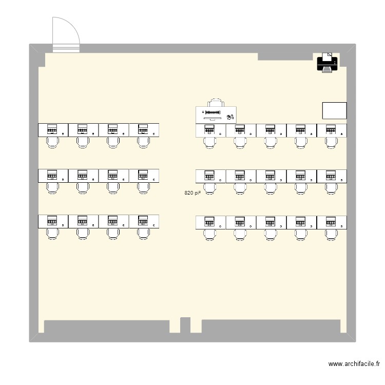 classe. Plan de 1 pièce et 76 m2