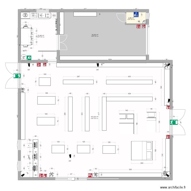 magasin grcf. Plan de 4 pièces et 204 m2