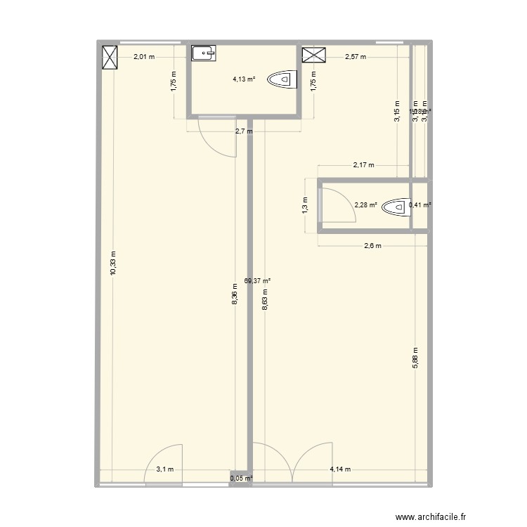 Pasteur Tremblay. Plan de 6 pièces et 77 m2