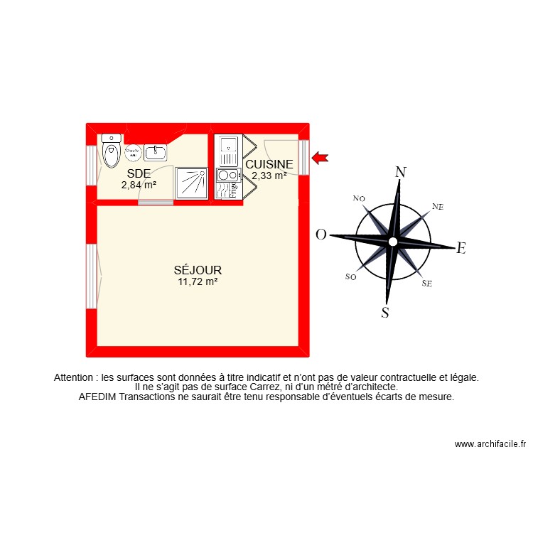 BI18072 - . Plan de 4 pièces et 17 m2