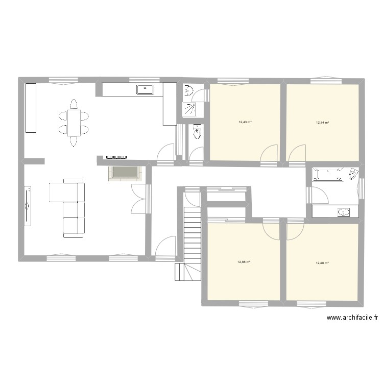 Maison Périgueux. Plan de 4 pièces et 51 m2