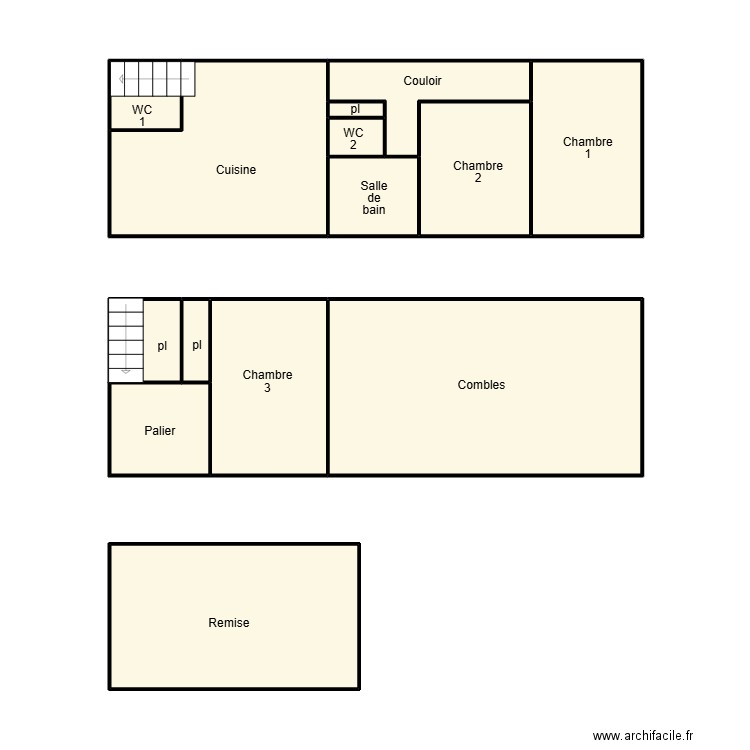 ROSPORDEN LEBRETON. Plan de 14 pièces et 59 m2