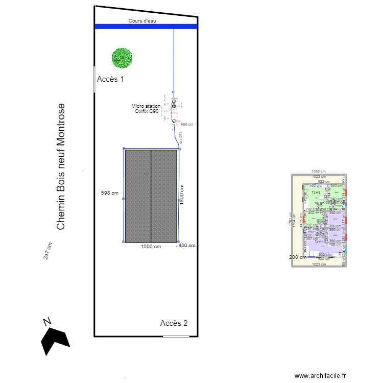 PLAN DE MASSE ASSAINISSEMENT. Plan de 10 pièces et 1432 m2