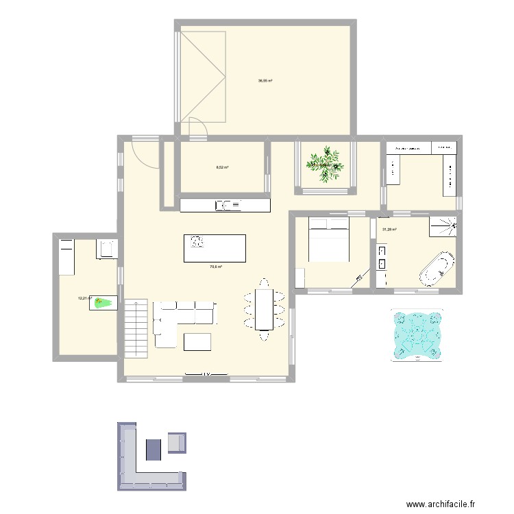 plan maison . Plan de 6 pièces et 164 m2