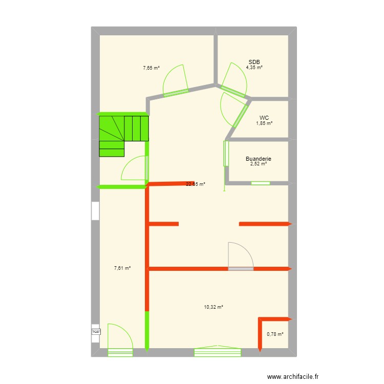 RDC. Plan de 17 pièces et 199 m2