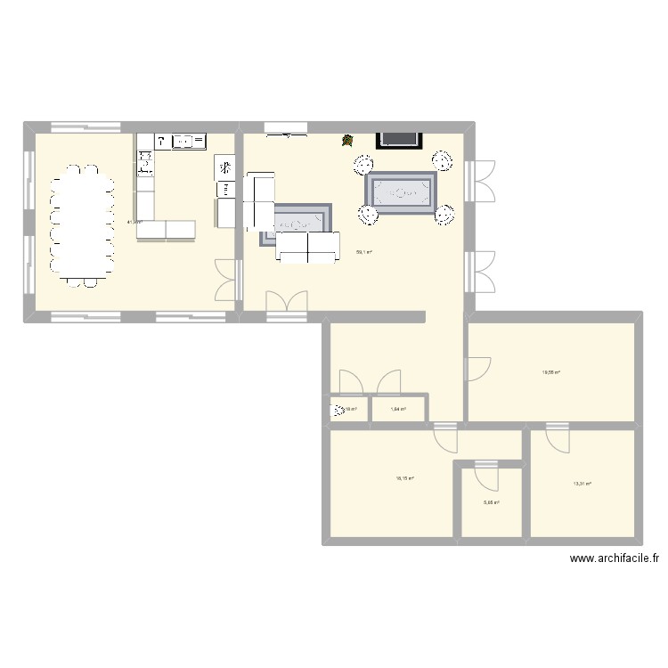 Marcy extension mai 2024 version cuisine. Plan de 8 pièces et 160 m2