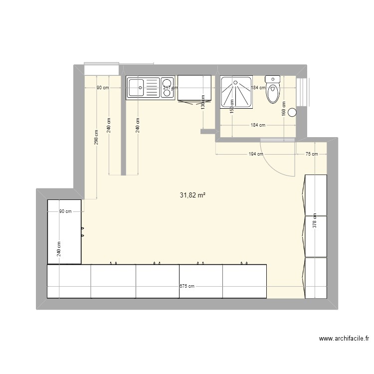 MARDYCK_S2. Plan de 1 pièce et 32 m2