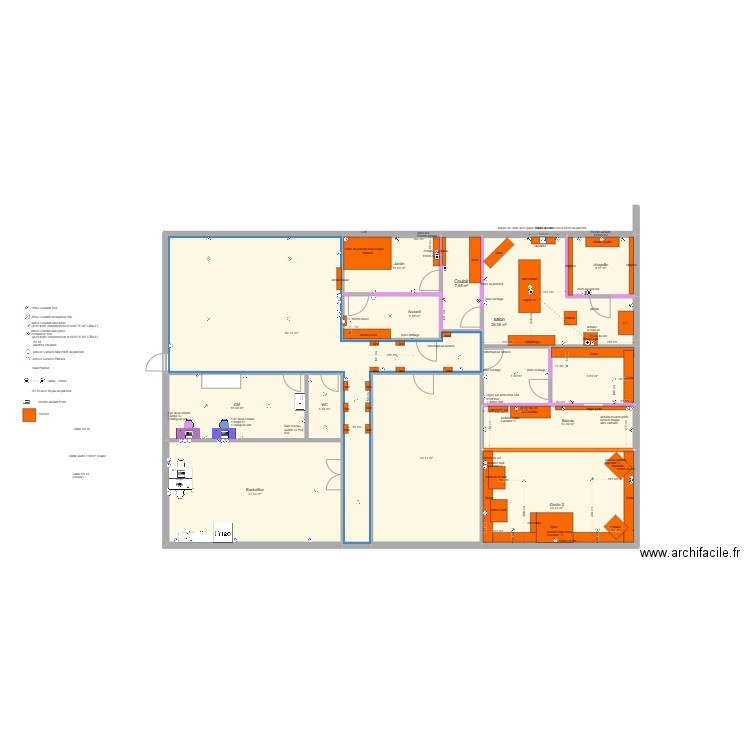 exemple Elec Rochelles. Plan de 14 pièces et 293 m2