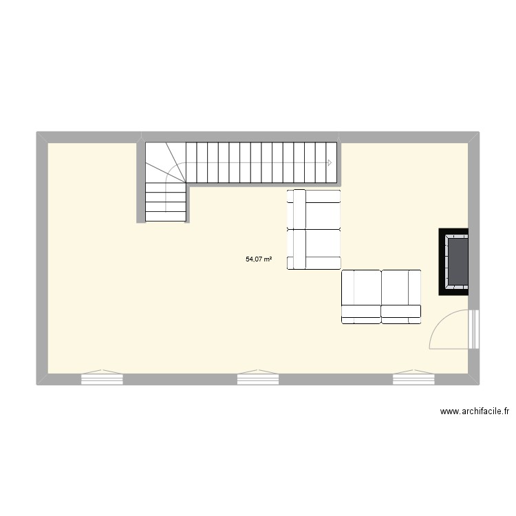 DUCOURTIL. Plan de 1 pièce et 54 m2