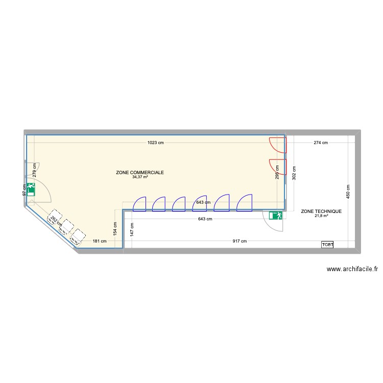 SQ BIGANOS SECU. Plan de 2 pièces et 56 m2