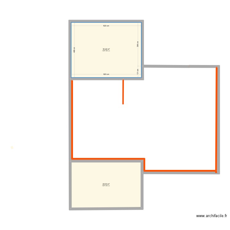 plan du rdc. Plan de 2 pièces et 55 m2