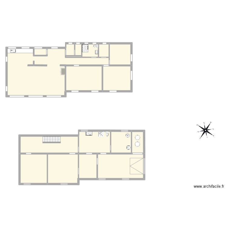 Champ Rond. Plan de 16 pièces et 244 m2