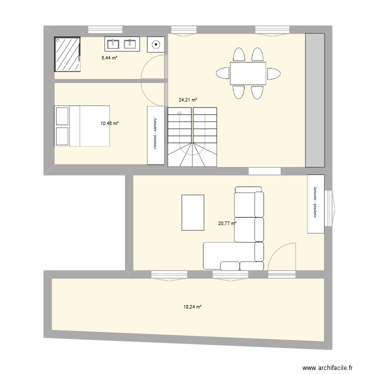 appart quimper. Plan de 5 pièces et 97 m2