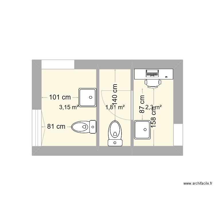 BM BOULANGERIE. Plan de 3 pièces et 7 m2