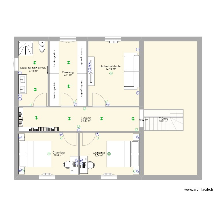 plan Genieys. Plan de 14 pièces et 165 m2