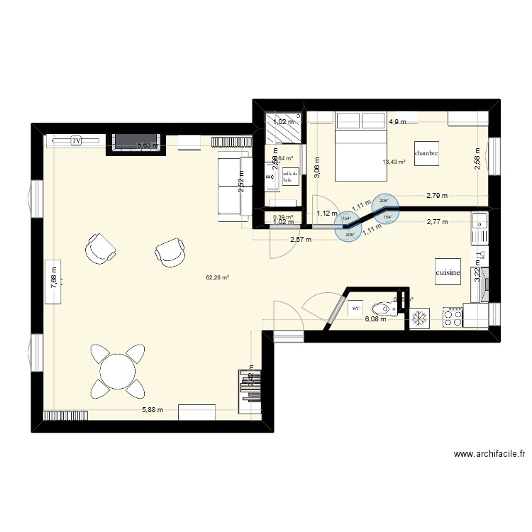 maison. Plan de 5 pièces et 79 m2