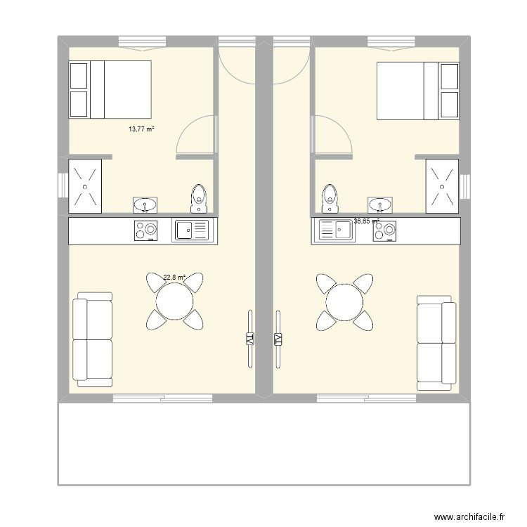 puech2. Plan de 3 pièces et 73 m2