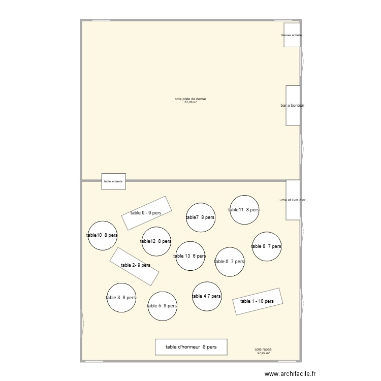 lachat justine. Plan de 2 pièces et 185 m2