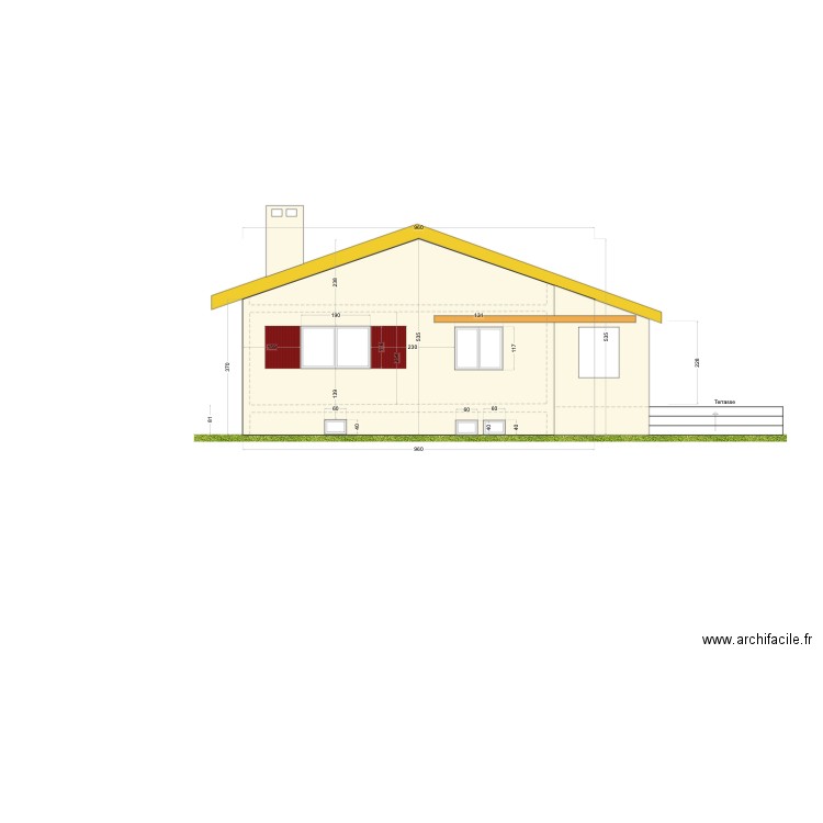 Verchères 18a - Façade Ouest. Plan de 0 pièce et 0 m2