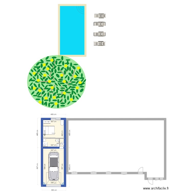 plan de base maison. Plan de 2 pièces et 36 m2