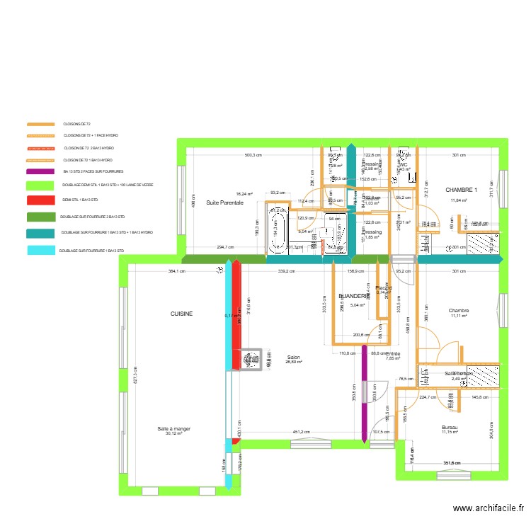 PLAN PLACO. Plan de 18 pièces et 139 m2