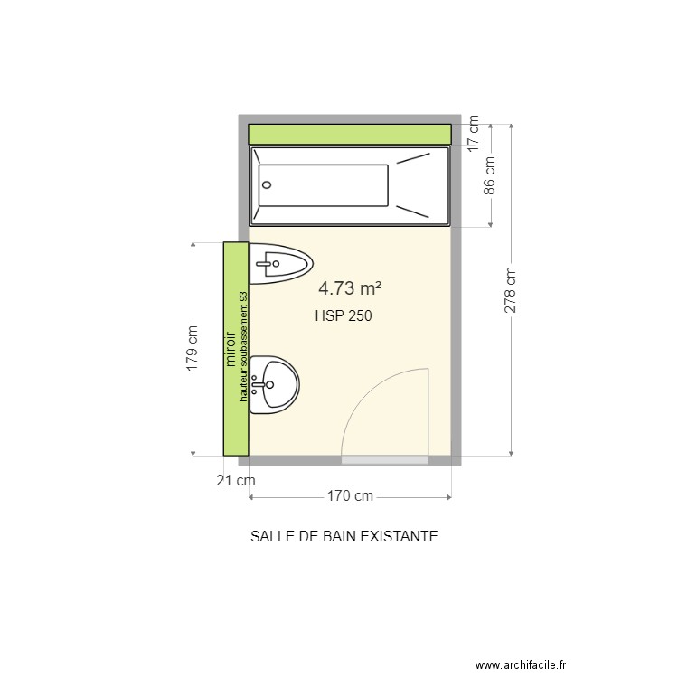 COMBES. Plan de 1 pièce et 5 m2