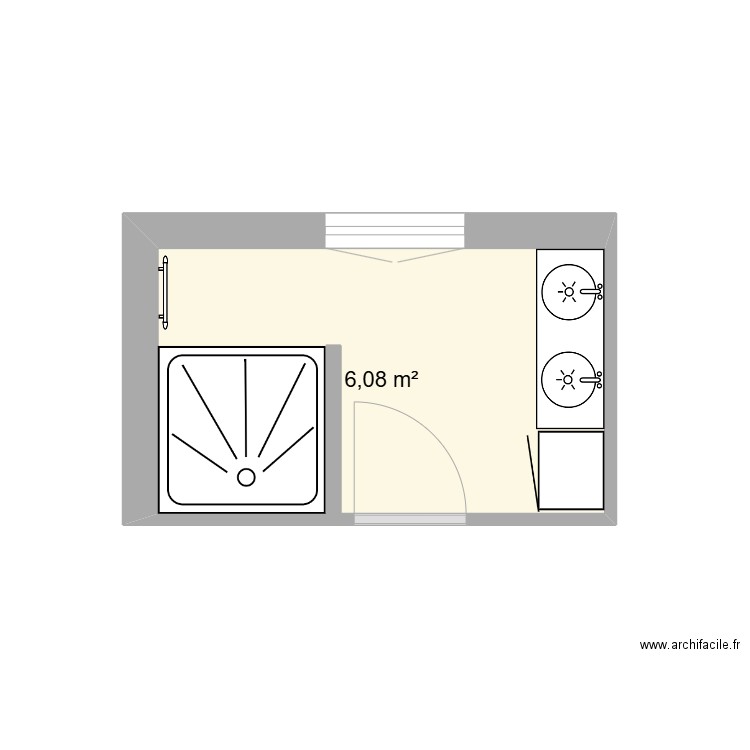 sdb. Plan de 1 pièce et 6 m2