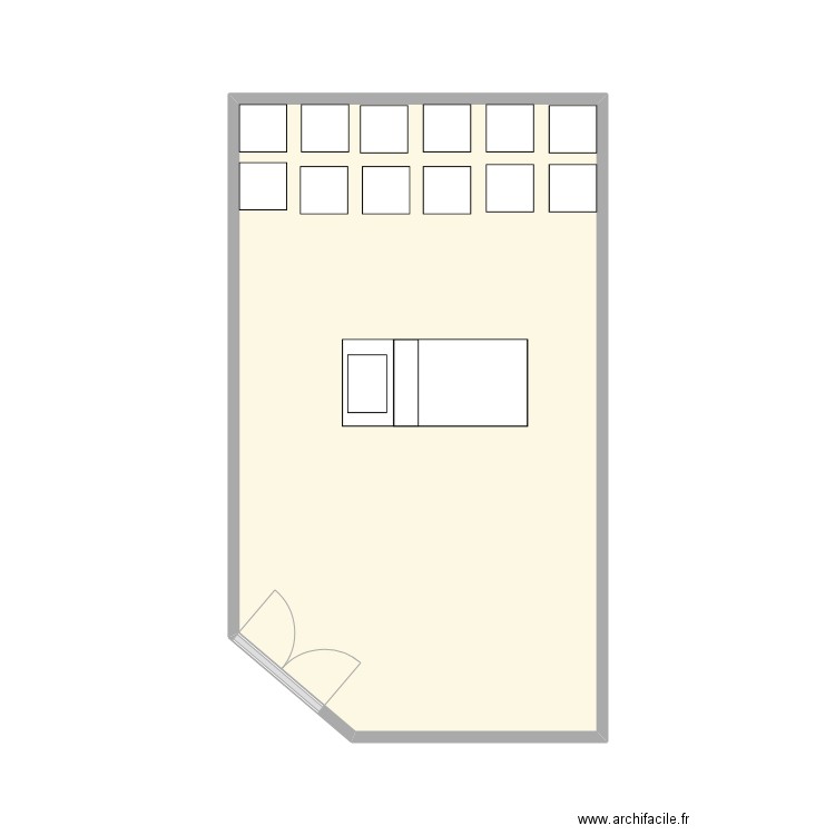 bloc. Plan de 1 pièce et 23 m2