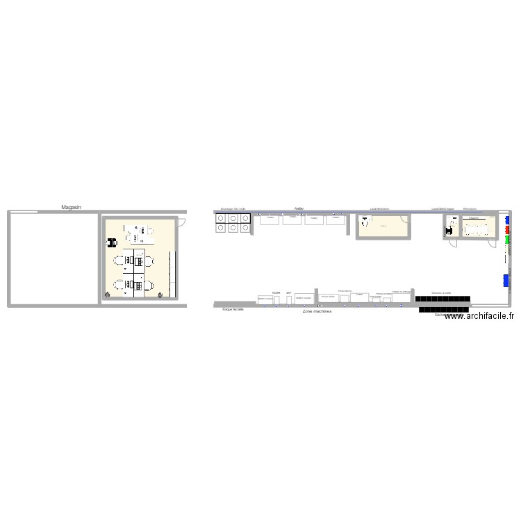 Plan nouvelle atelier Nu amélioré. Plan de 4 pièces et 91 m2