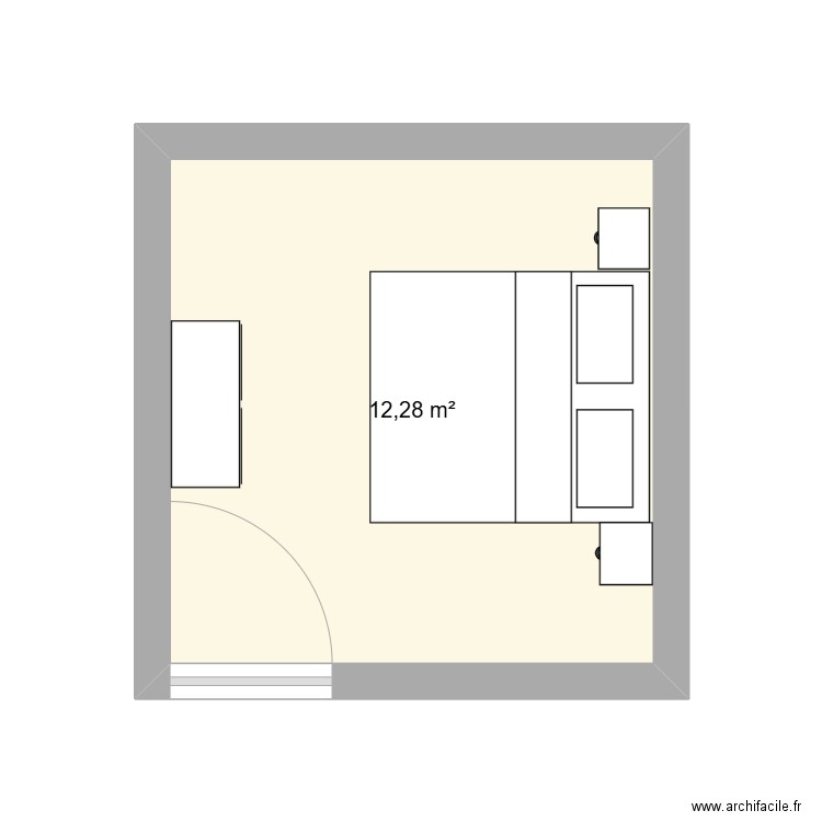 chambre. Plan de 1 pièce et 12 m2