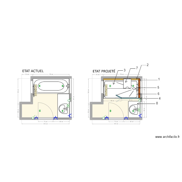 dossier PRUD HOMME. Plan de 2 pièces et 8 m2