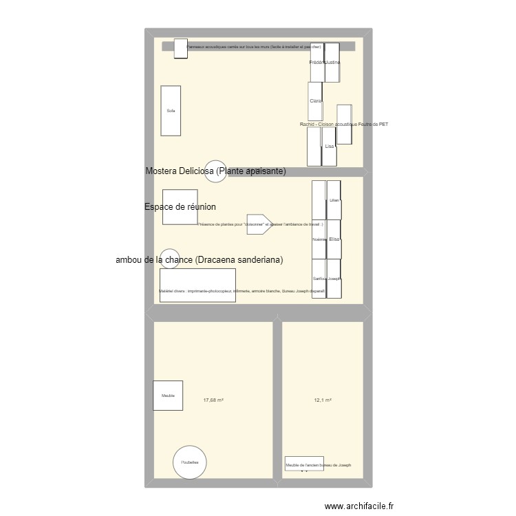 VASA BUREAUX. Plan de 3 pièces et 81 m2